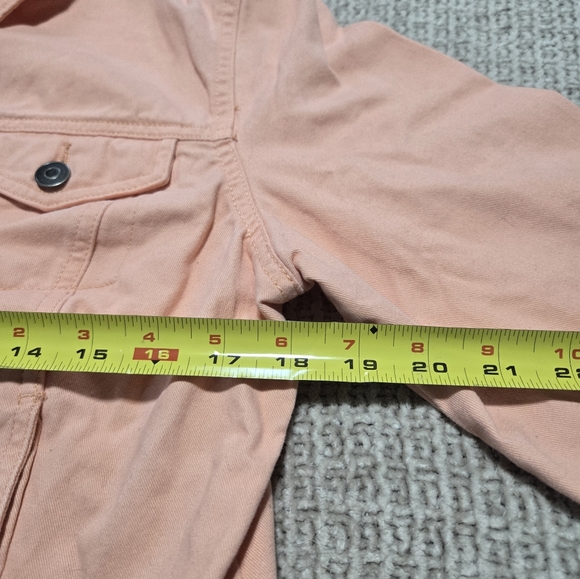 Faded Glory Coral Jean Jacket Cropped Denim Size L (12-14) - Picture 6 of 6